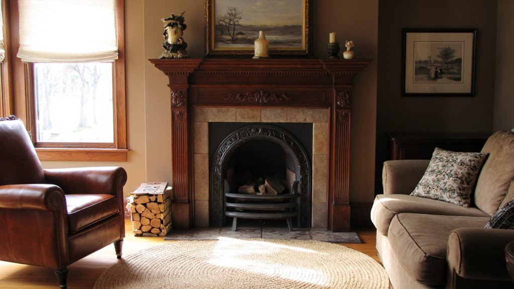 elegant wood fireplace focal point