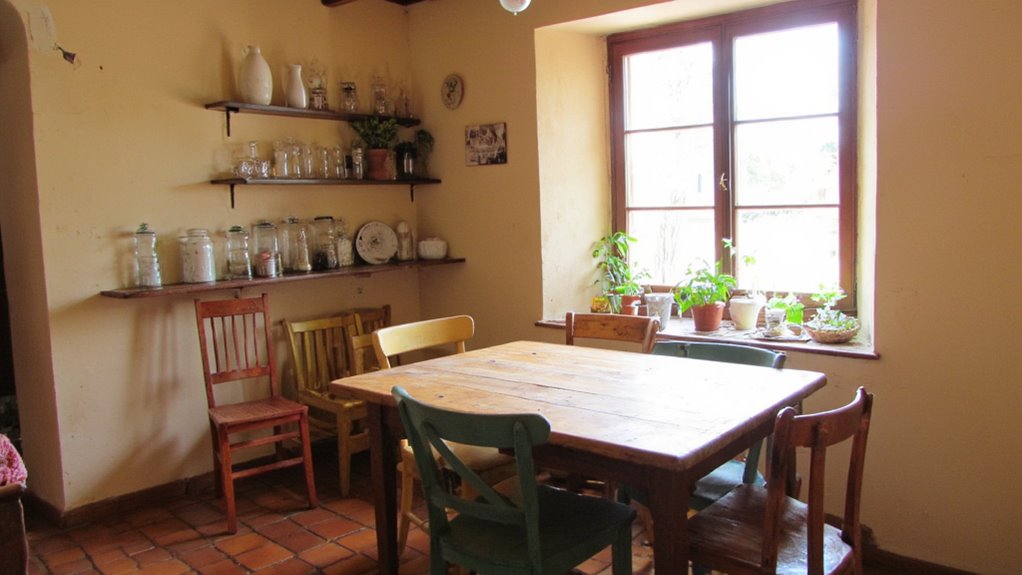 handcrafted furniture enhances rustic charm