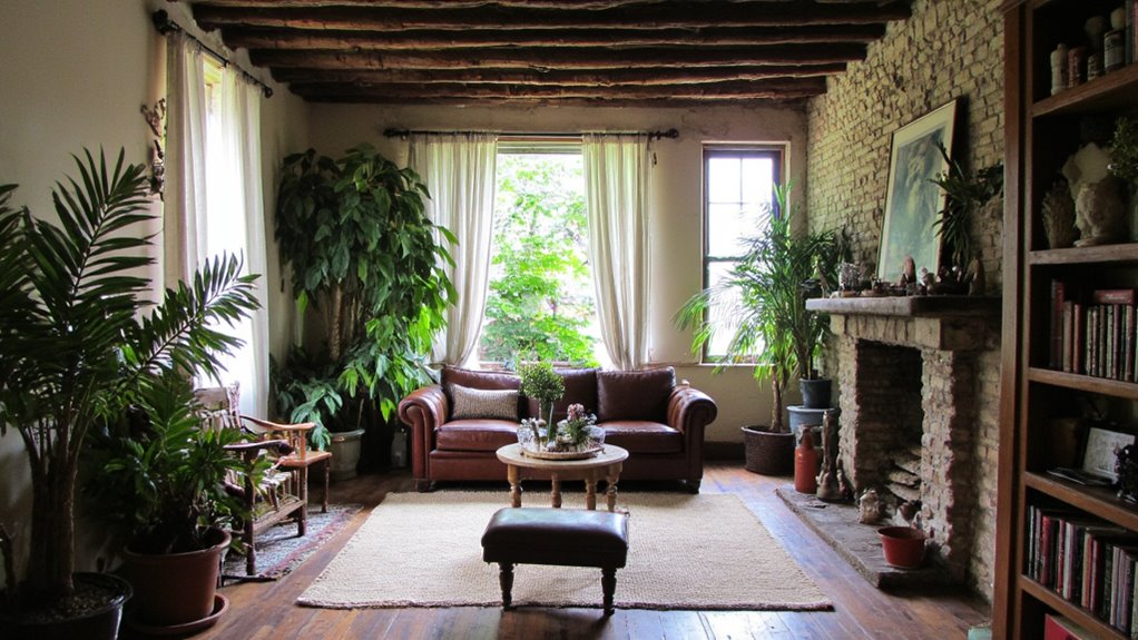 indoor plants enhance rustic charm