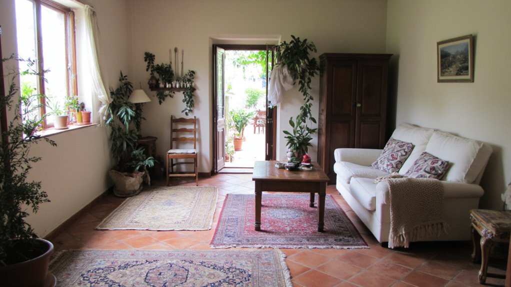 layered rugs create warmth