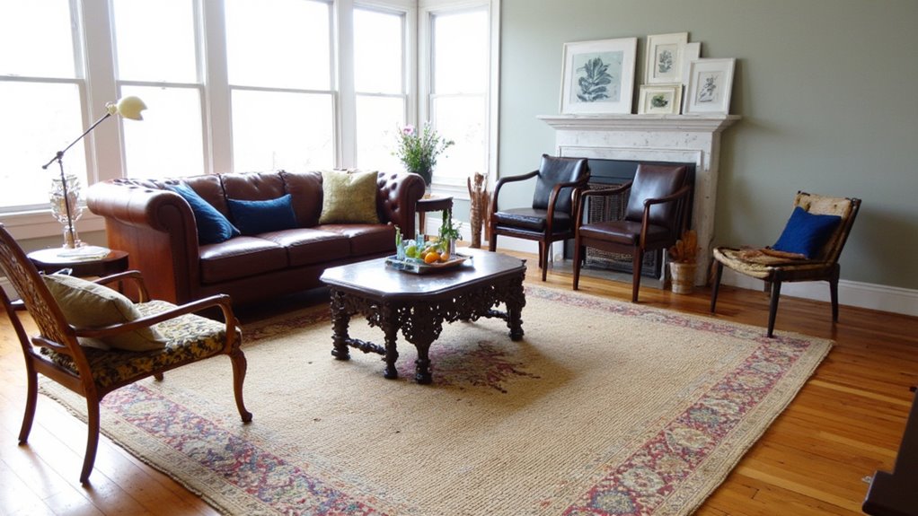 layered rugs enhance ambiance