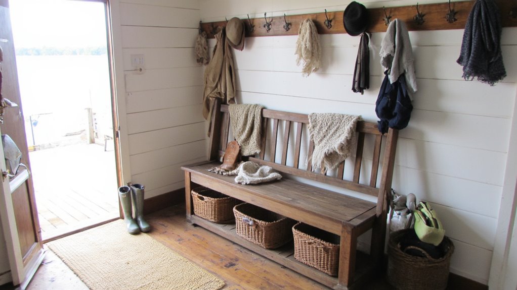 organized mudroom for outdoor gear