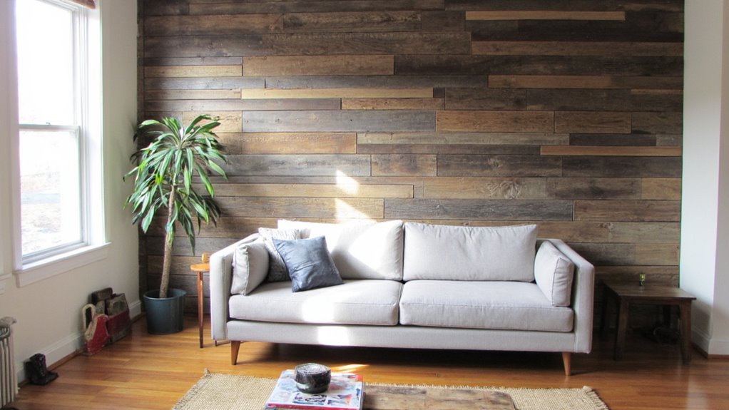 reclaimed wood statement wall