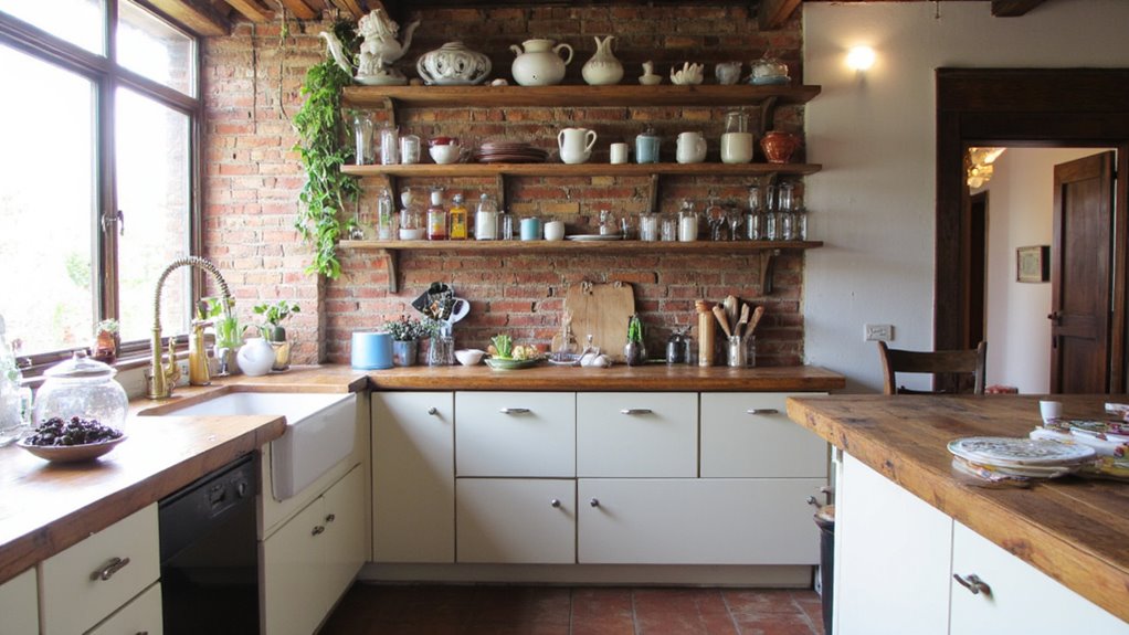 rustic charm through open shelving