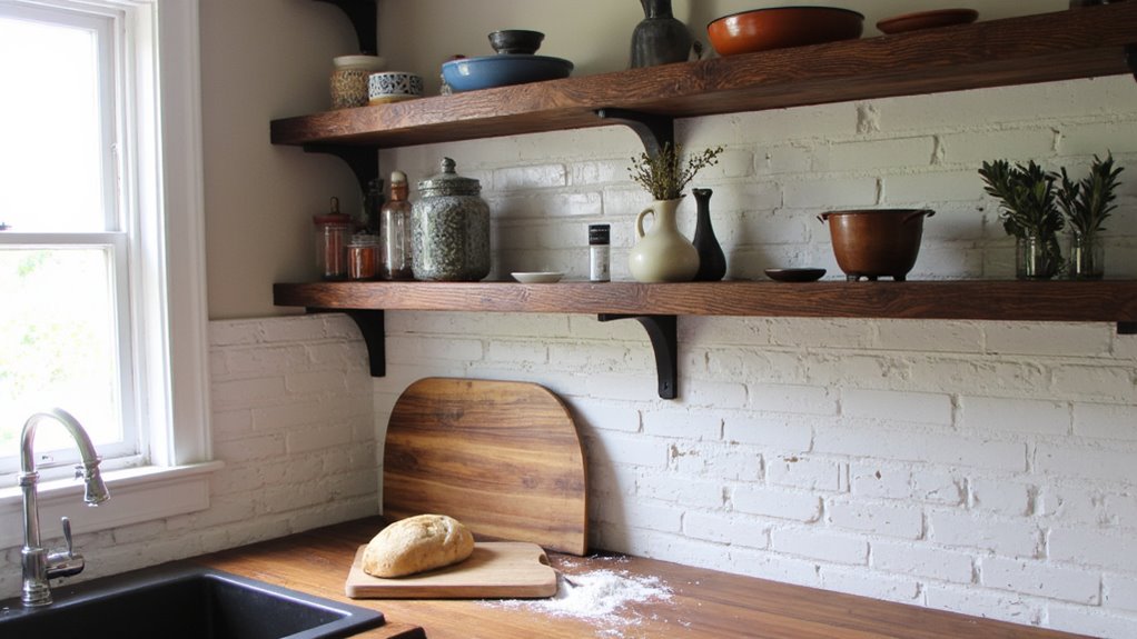 rustic decor on shelves