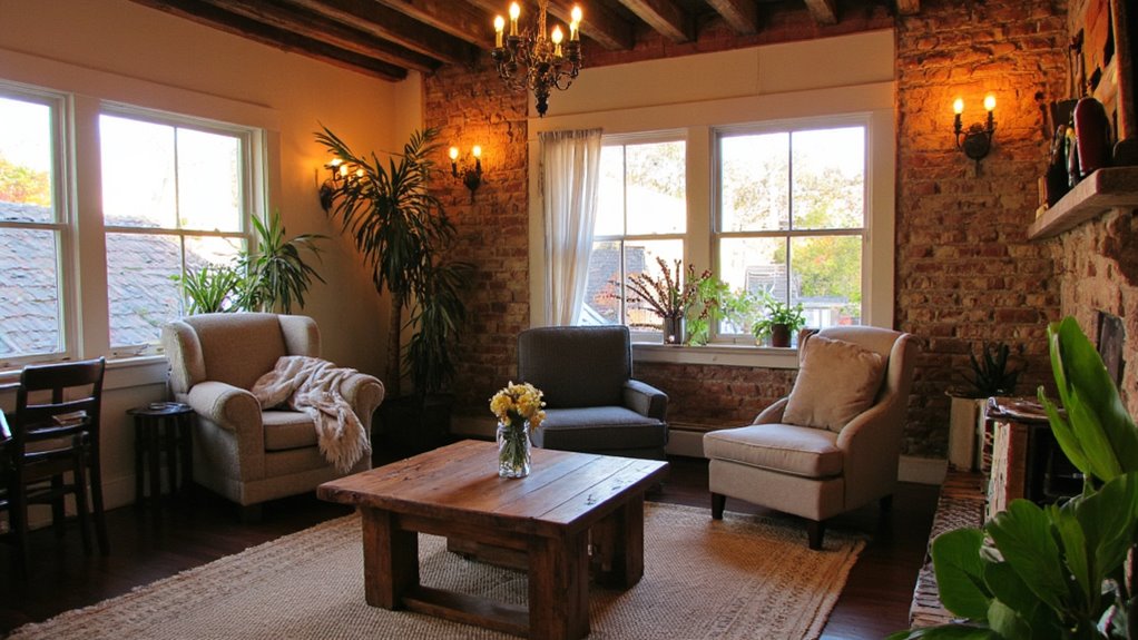 rustic lighting enhances atmosphere