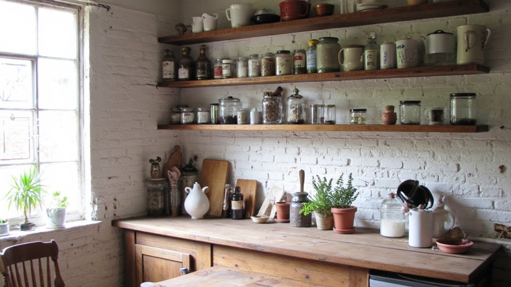 rustic open shelving charm