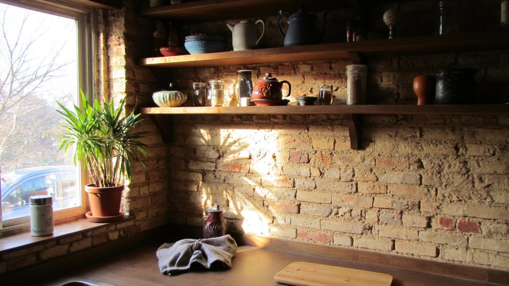 rustic open shelving design