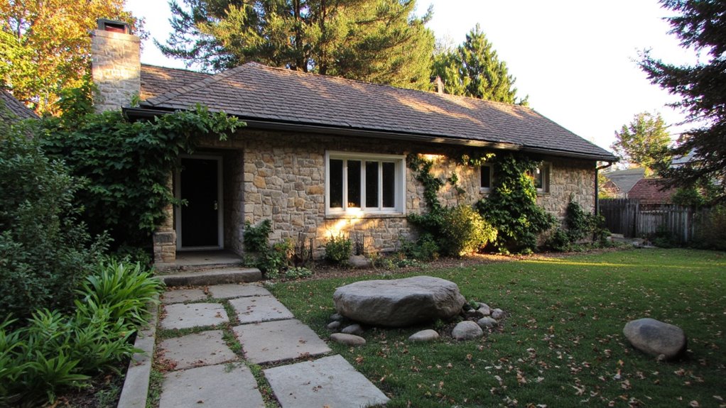 rustic stone and brick accents