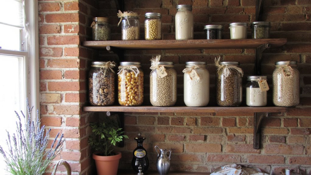 rustic storage with mason jars