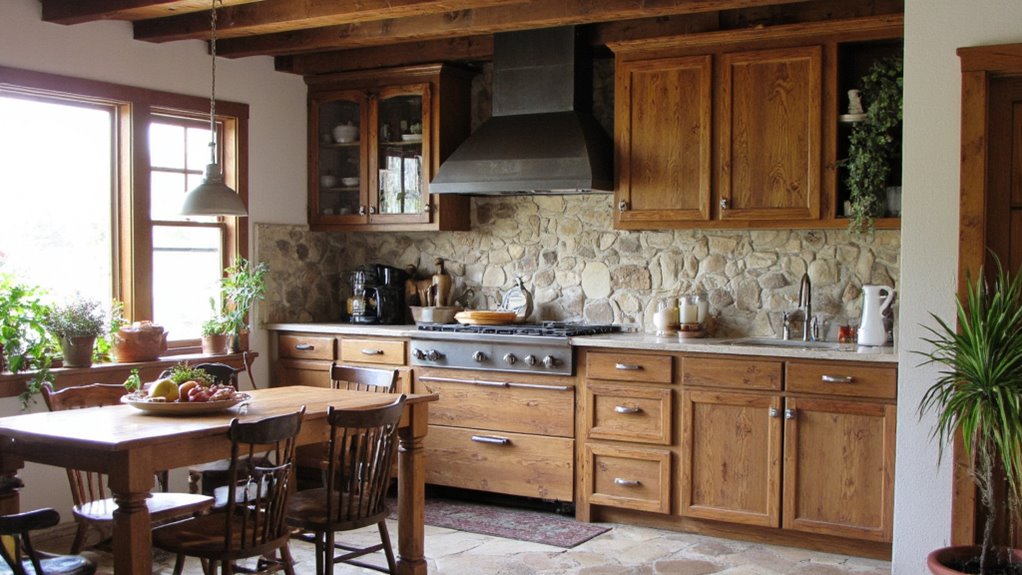 rustic wood metal stone