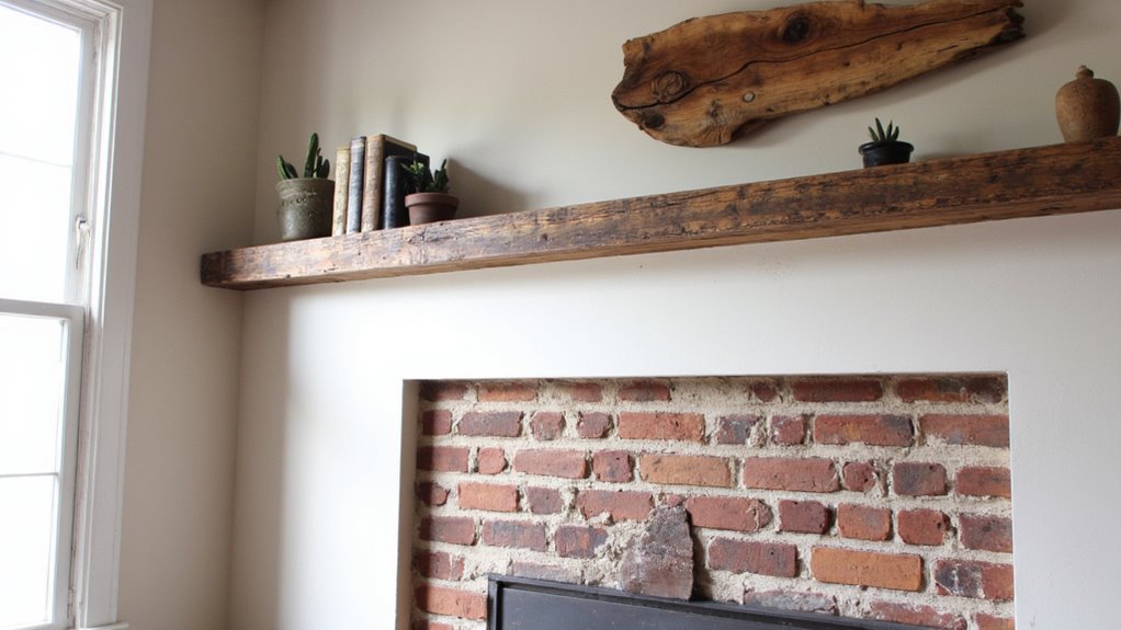 rustic wood shelving display