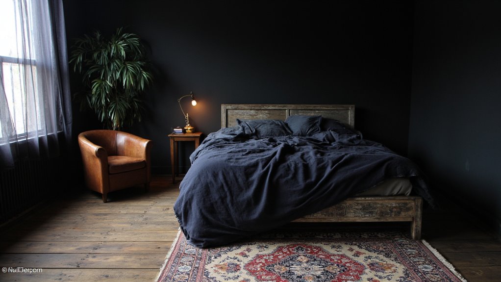 serene dark toned bedroom retreat