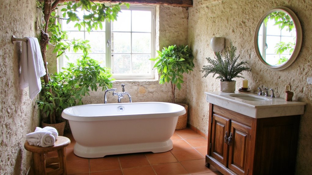 spa like natural materials bathroom