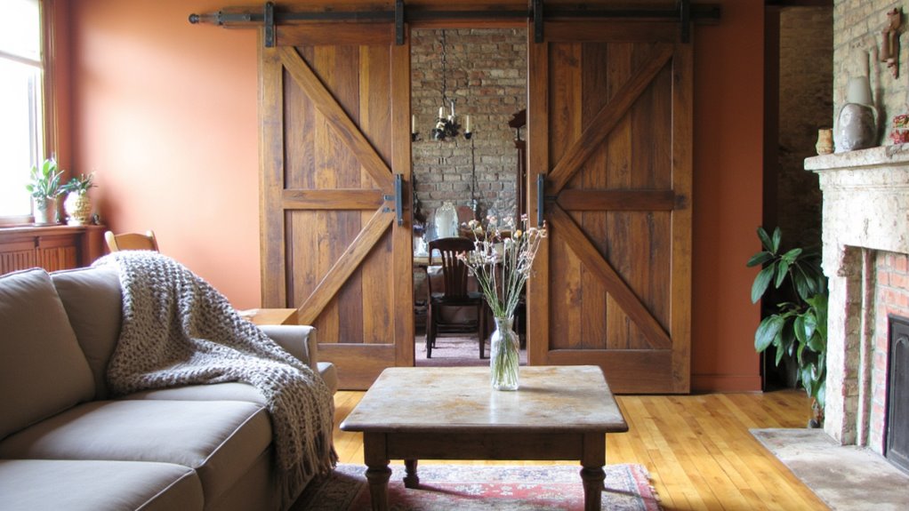 space saving rustic barn doors