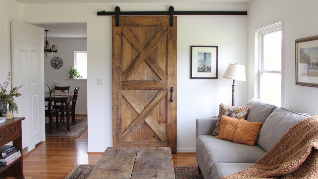 space saving rustic sliding doors