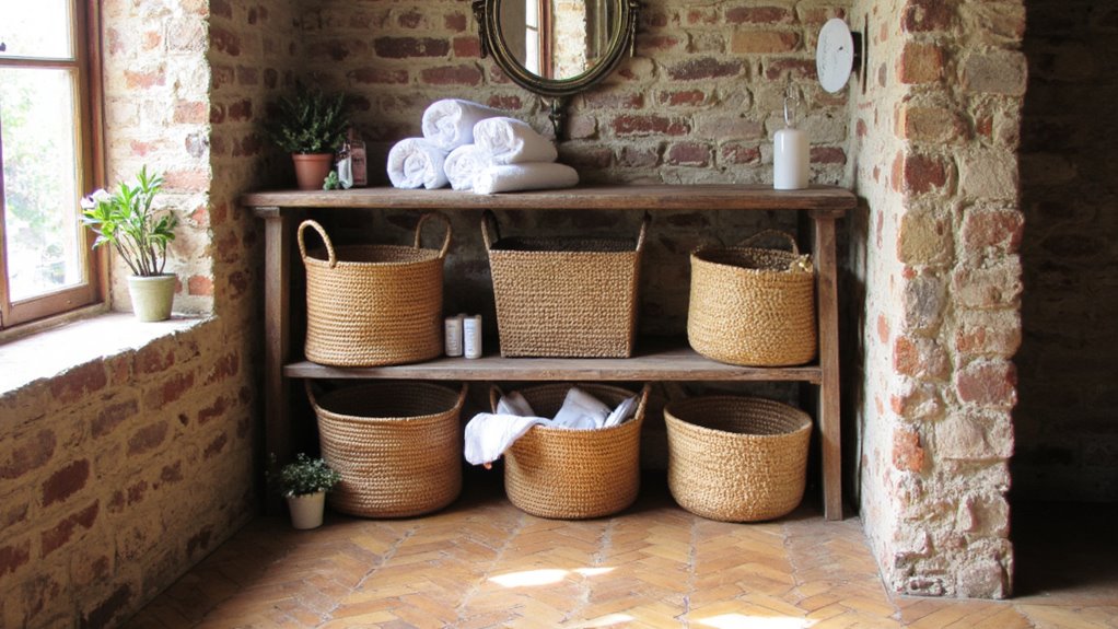 stylish rustic bathroom organization