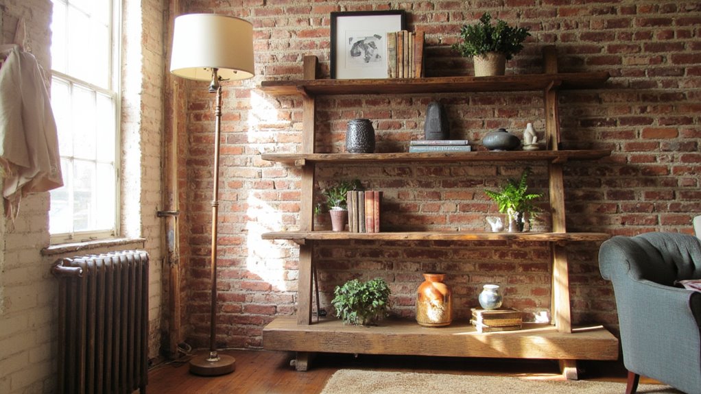 stylish rustic wood shelving