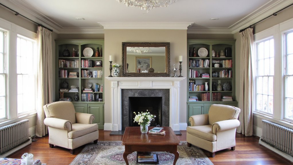 symmetrical colonial living room