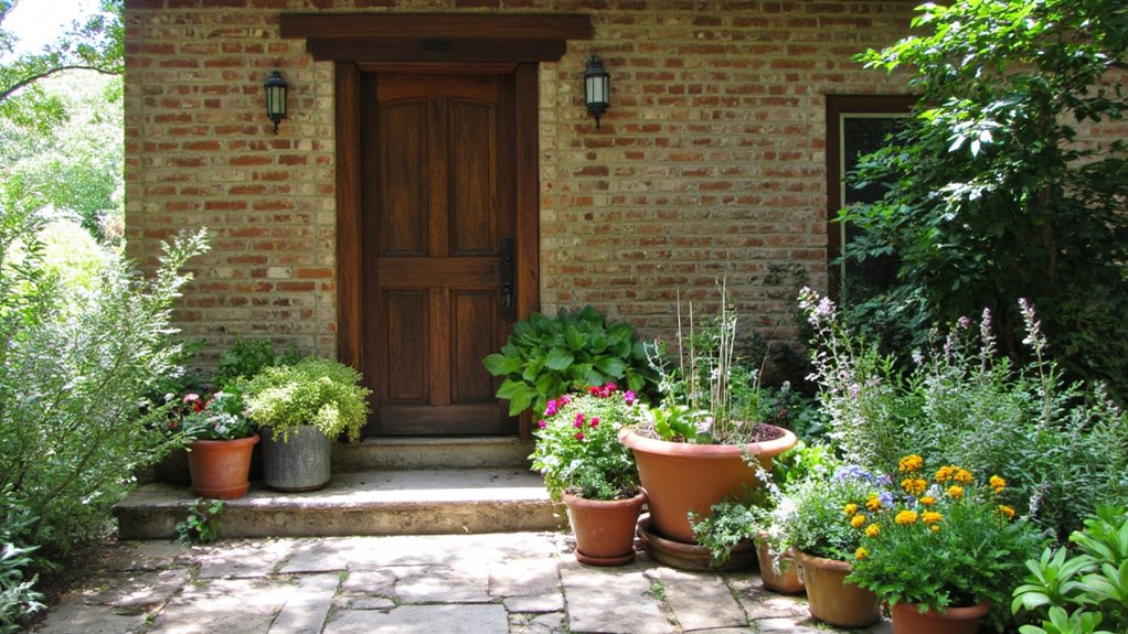 vibrant entrance with greenery