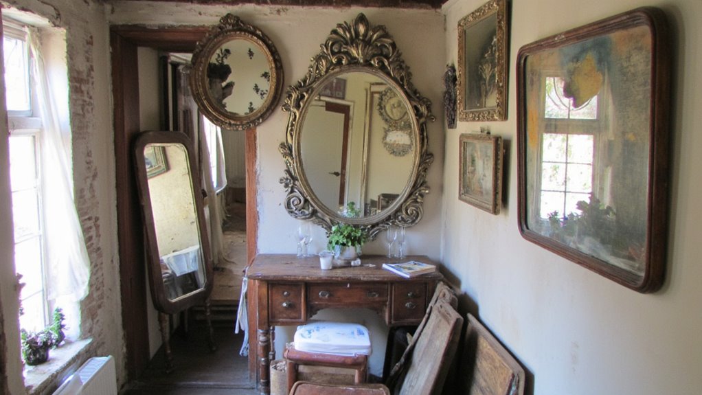 vintage mirrors enhance hallways