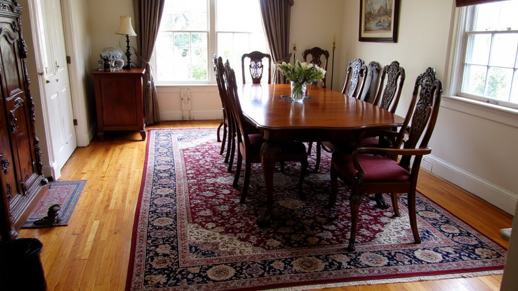 warm inviting dining room rug