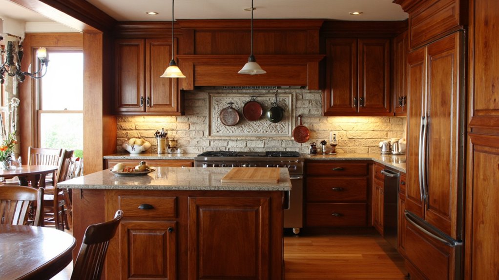 warm inviting wood cabinets