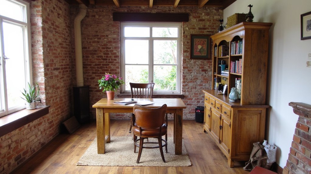warm reclaimed wood workspace