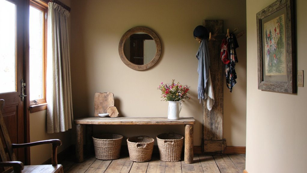 warm wooden entryway accents