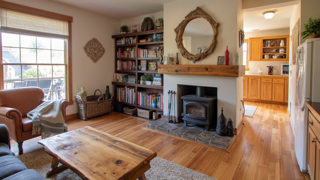 wooden accents enhance warmth