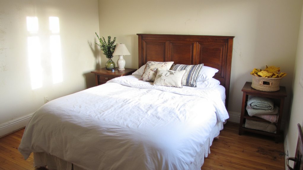 wooden headboard for tranquility