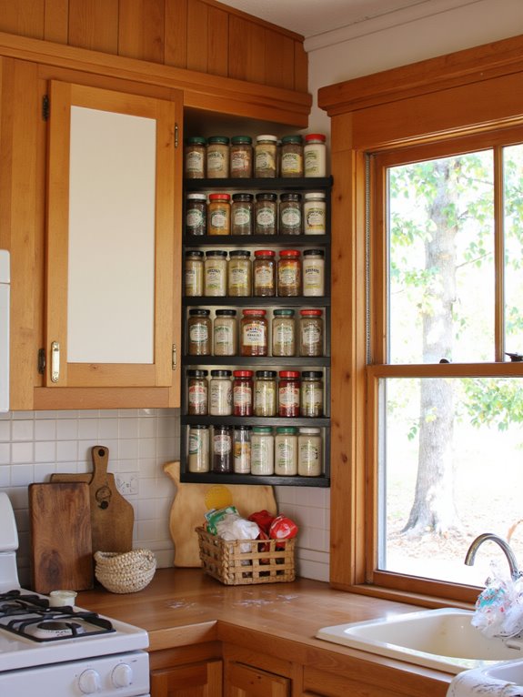 built in spice rack organization