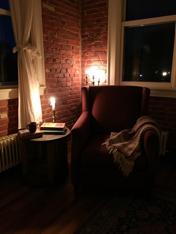 candlelit cozy reading nook