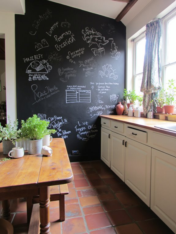 chalkboard wall adds warmth