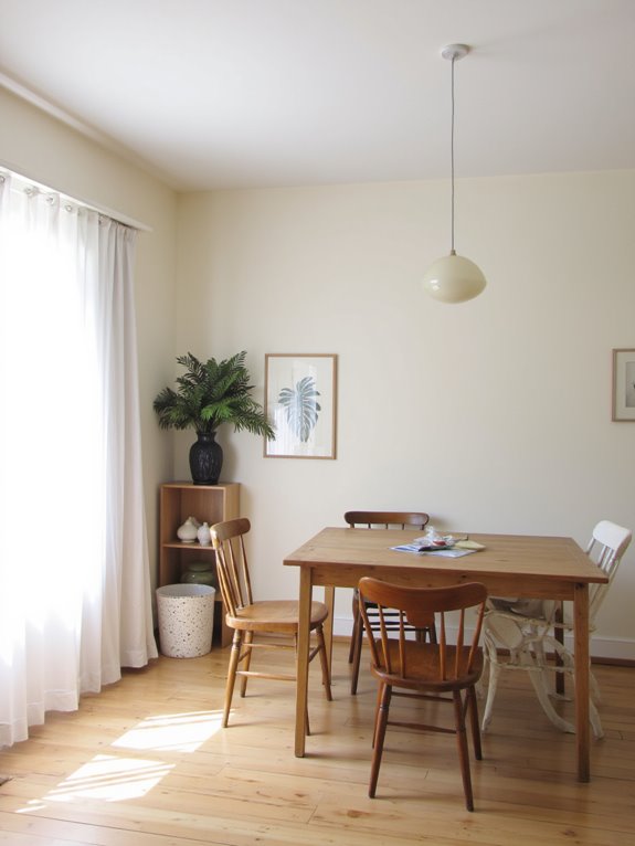 clutter free serene dining atmosphere