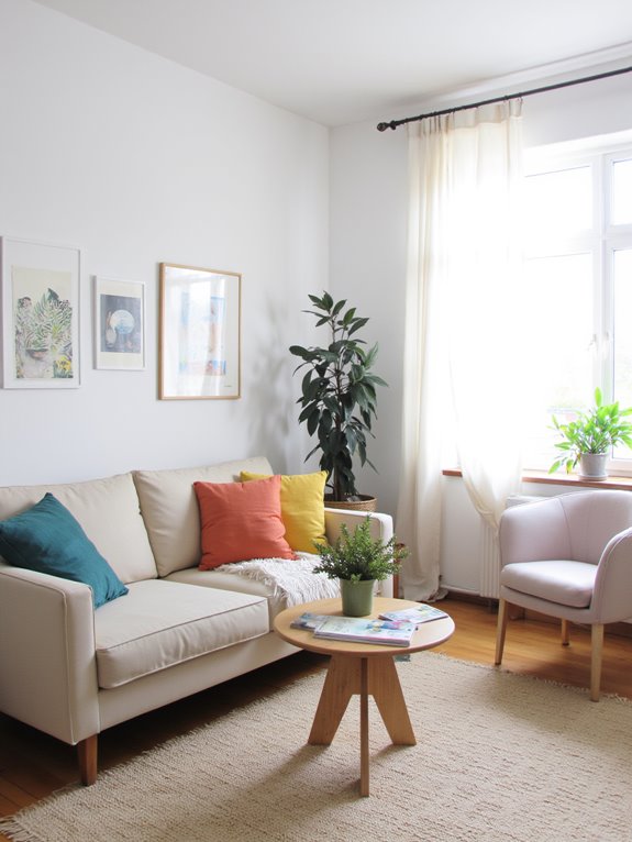 colorful accents on neutrals