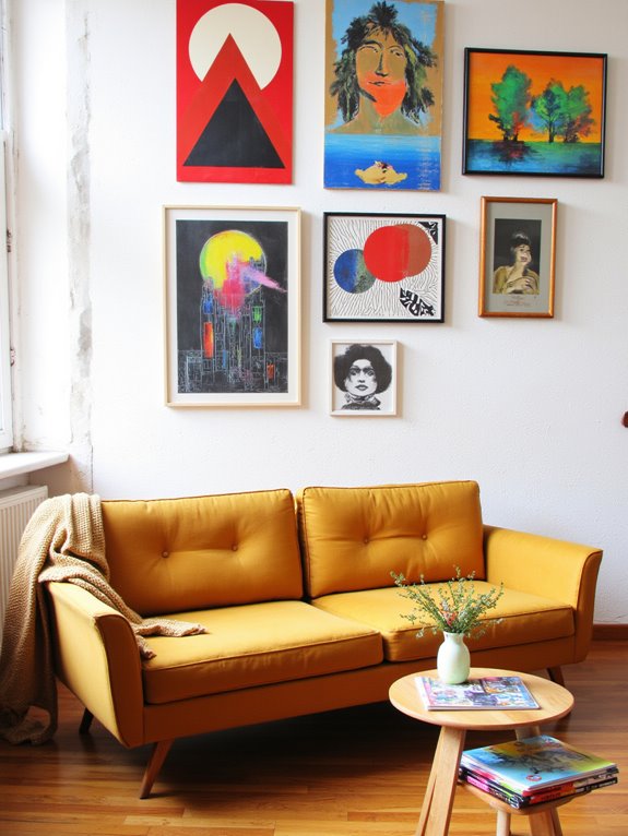 colorful gallery wall design