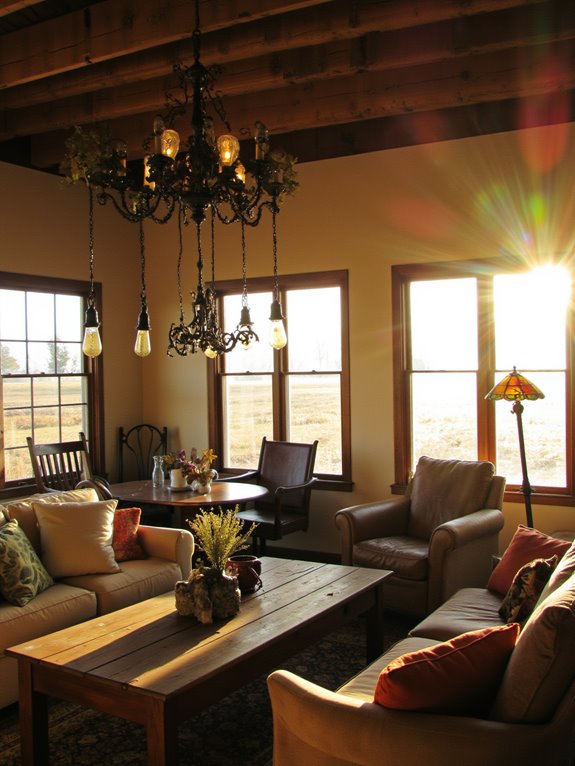 cozy ambiance with farmhouse lighting