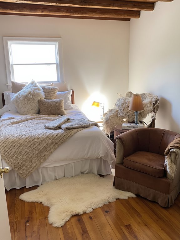 cozy bedroom with textiles