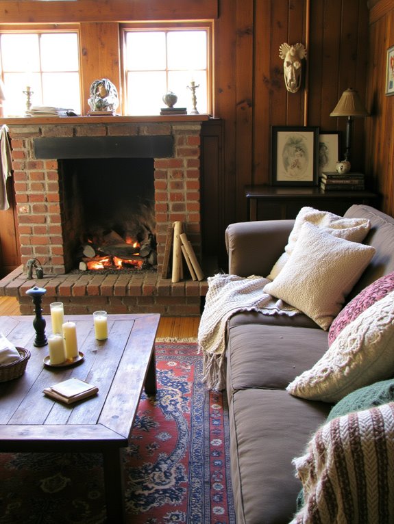 cozy candlelit fireplace ambiance