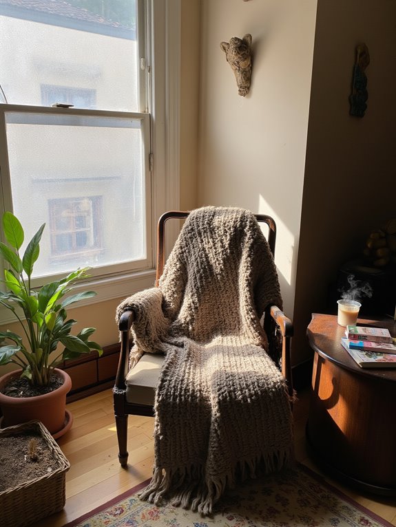 cozy chair warm blanket