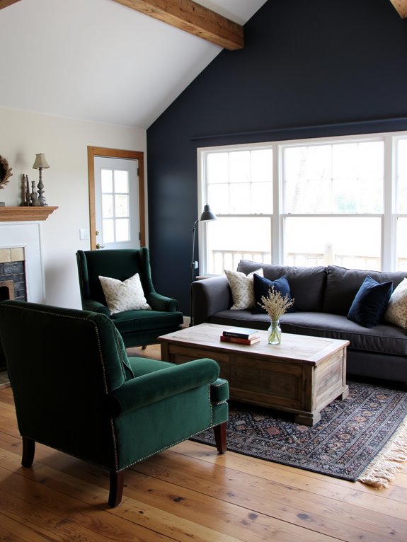 cozy dark fabric upholstery