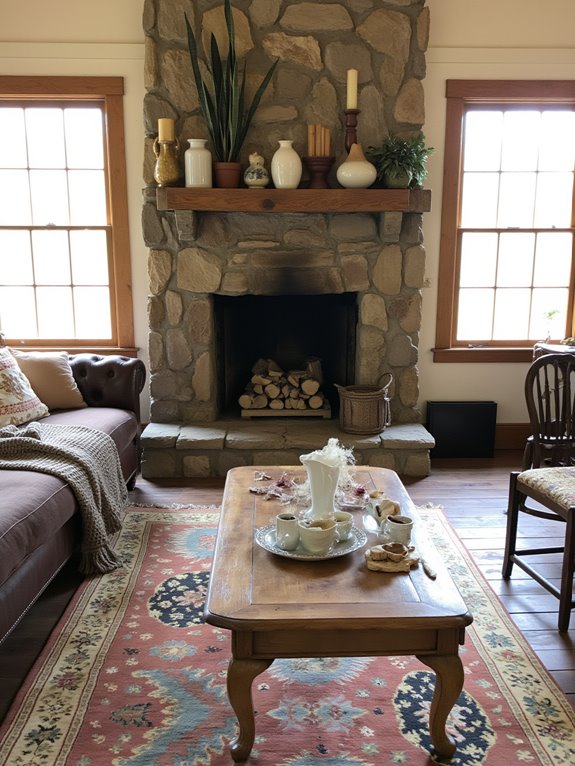 cozy fireplace as centerpiece