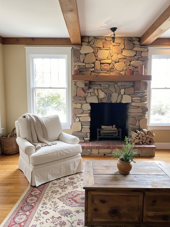 cozy fireplace gathering space