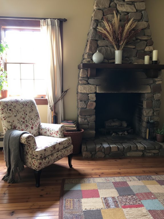 cozy fireplace gathering space