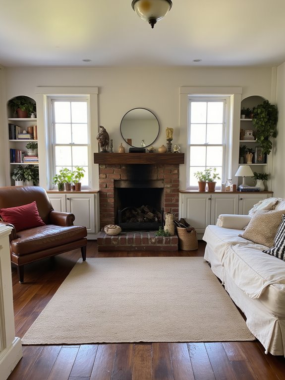 cozy fireplace rustic charm