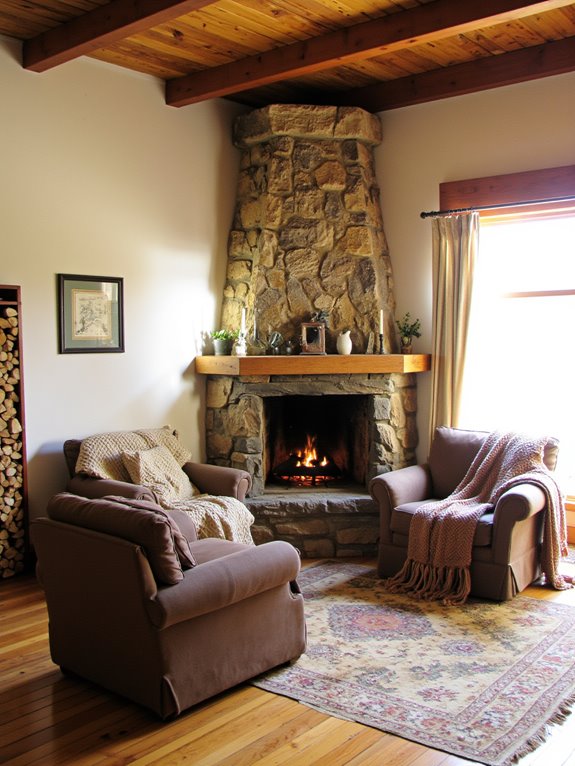 cozy gathering spot fireplace