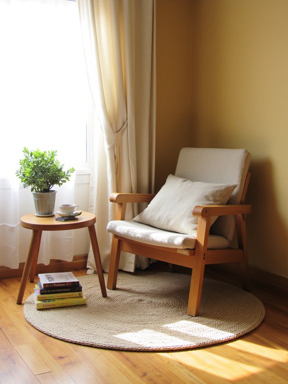 cozy japandi reading nook