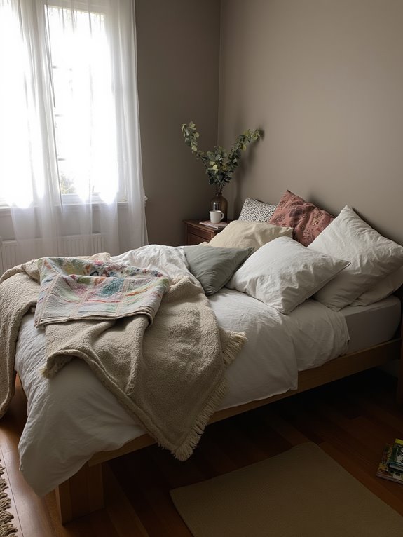 cozy layered bedding arrangement