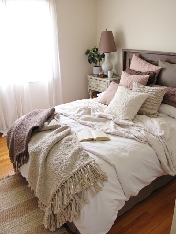 cozy layered bedding style